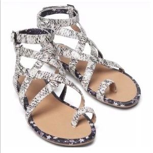 CAbi Black and White Patterned Sandals